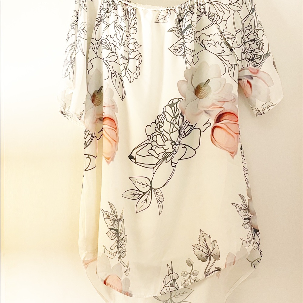 Yoins | summer dress | white with pink flowers | L